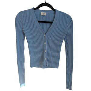 Wilfred V Neck Fitted Cardigan Size 2XS Light Blue Cotton/Wool
